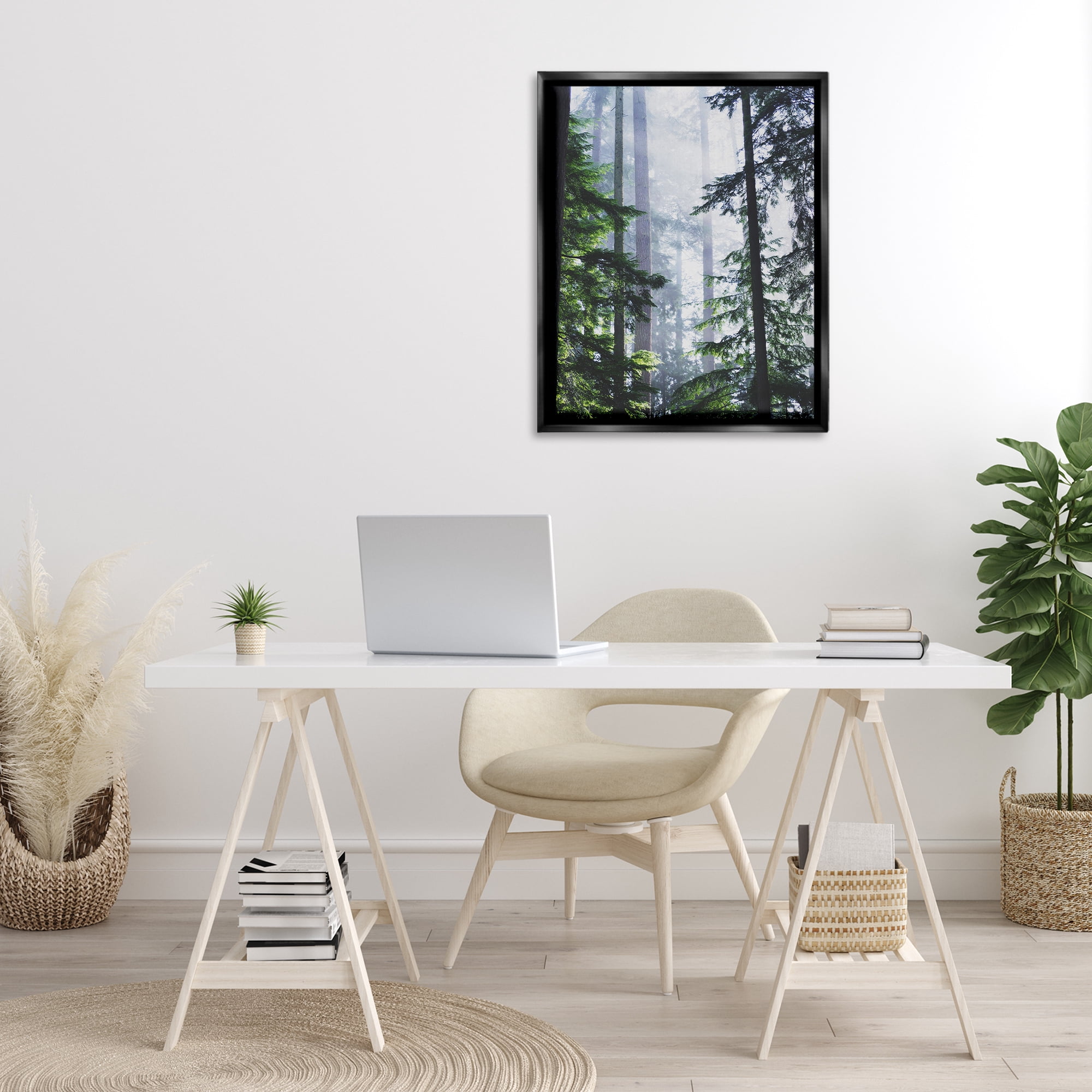 Stupell Industries Foggy Forest View Landscape Photography Black Floater Framed Art Print Wall Art, 25 x 31