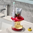 thumbnail image 5 of Ceramic apple core toothbrush holder, drain base, vanity storage rack, can hold toothpaste., 5 of 6