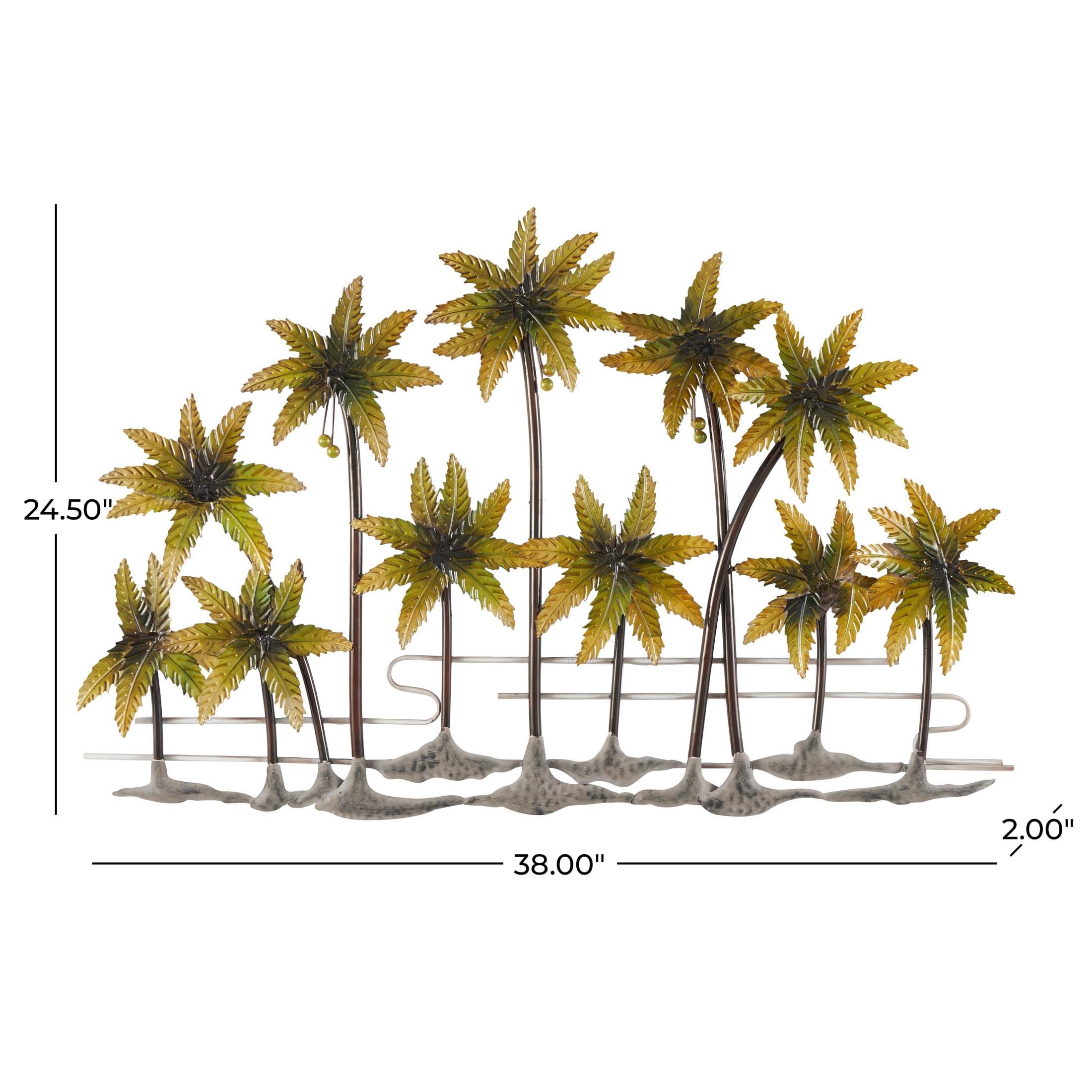 DecMode Green Metal Palm Tree Wall Decor