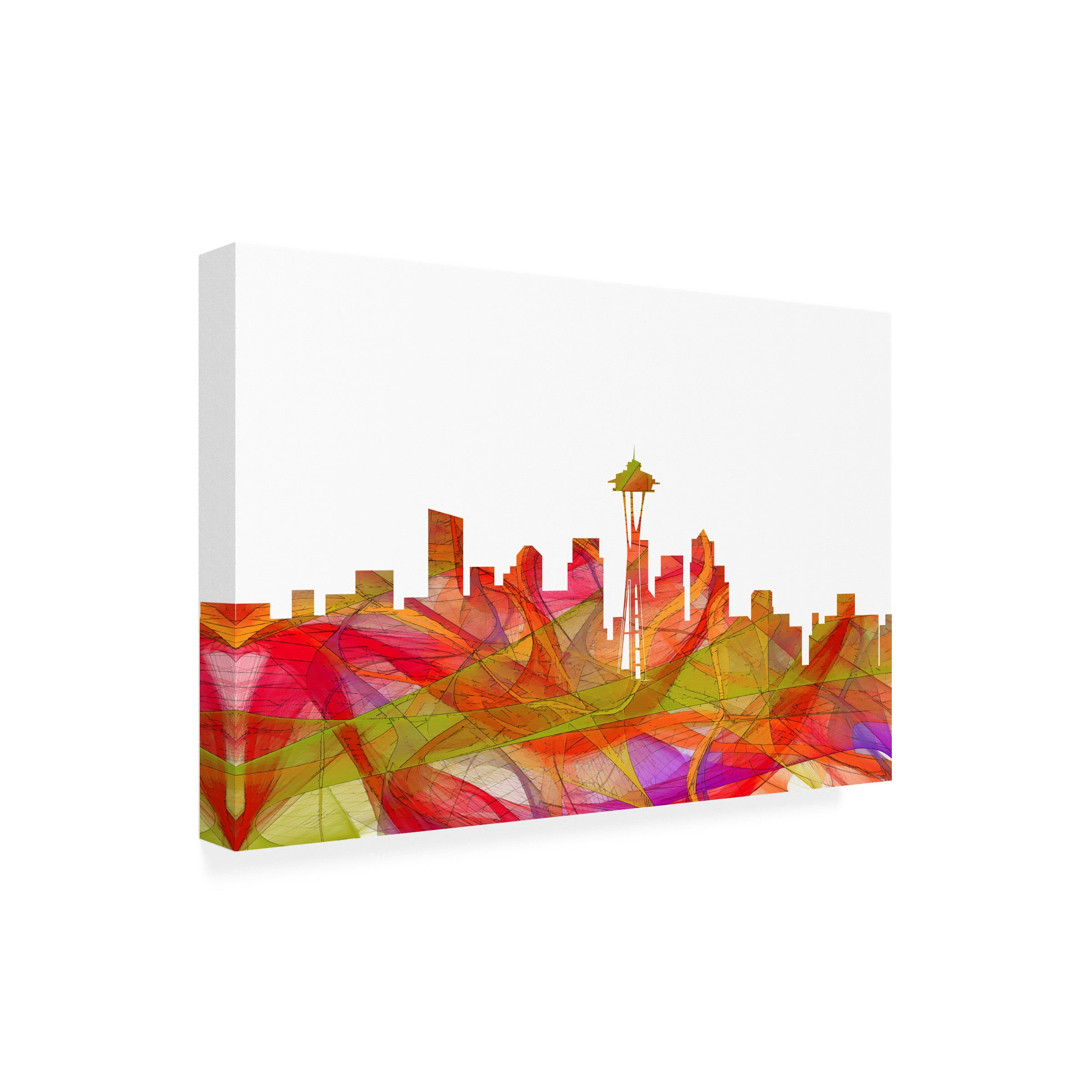 Marlene Watson 'Seattle Washington Skyline Summer Swirl' Canvas Art