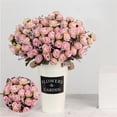 thumbnail image 4 of 5 ramas ramo de flores de rosas artificiales de 15 cabezas simulación de rosas decoración floral fiesta de bodas flor falsa, rosa claro Sweethay HA7227-04B, 4 of 6