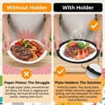 thumbnail image 3 of 12 Pack Paper Plate Holders, Dinner Plate Sleeves, NOGIS 10.4 Inch Plastic Paper Plate Holders Reusable Black Heavy Duty supports for Picnic Party Dinner (Black), 3 of 7