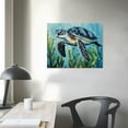 thumbnail image 3 of JRXY Fish Wall Art Sea Turtle Nautical Decor Beach Bathroom Wall Decor Kids Room Decor Rustic Teal Coastal Ocean Animals Canvas Pictures for Bedroom Living Room Kitchen Home Decorations pattern1, 3 of 4