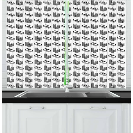 Living In A Dollar Money Curtains 2 Panels Set, Monochrome Stacked Coins and Dollar Bills Simple Doodle Style Economy Themed Pattern, Window Drapes for Living Room Bedroom, 55W X 39L Inches, Black White, by Ambesonne ()