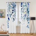 thumbnail image 2 of Blue Teal Eucalyptus Leaves Kitchen Curtains 84 Inch Length, Watercolor Weeping Botanical Grommet Top Bedroom Living Room Curtains, Light Filtering Cafe Curtain Drapes 2 Panels Set 84''x84'', 2 of 9