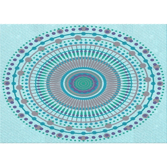 Ahgly Company Indoor Rectangle Patterned Blue Koi Blue Area Rugs, 5' x 8'