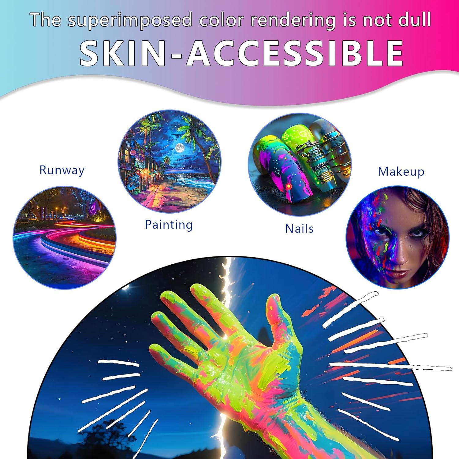Glow in The Dark Paint, Bright Colors 120ml/4oz Blacklight Paint's, White (Glows Blue) Craft Paints, Acrylic Glow Fluorescent Paint Perfect for Art Painting (White (Glows Blue),4 Fl Oz)