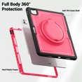 thumbnail image 2 of Shockproof Case for Apple iPad Air 13 Inch 2024 M2, Rugged Hybrid Protective Cover with Pencil Holder & Shoulder Strap Kids Friendly Rotating Kickstand Case for iPad Air 13" 2024, Rose, 2 of 9