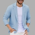 thumbnail image 2 of Men Cotton Linen Tops Button Down Blazer Jackets Plus Size Coat Solid Long Sleeve Suit Jacket Spring Classic Overcoat Lapel Top with Pockets 2026 New Fashion Outfits Going Out Clothes, 2 of 8