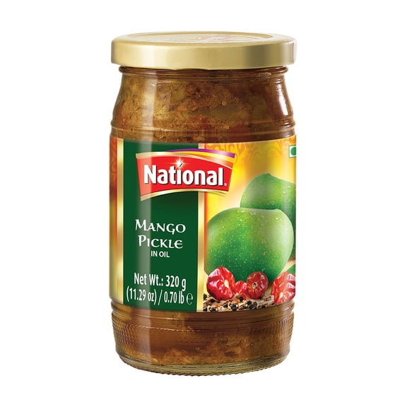 National Foods Mango Pickle 11.29 oz (320g) | Sour & Spicy Traditional South Asian Relish | Zesty & Tangy Aam Ka Achaar | Premium Glass Bottle