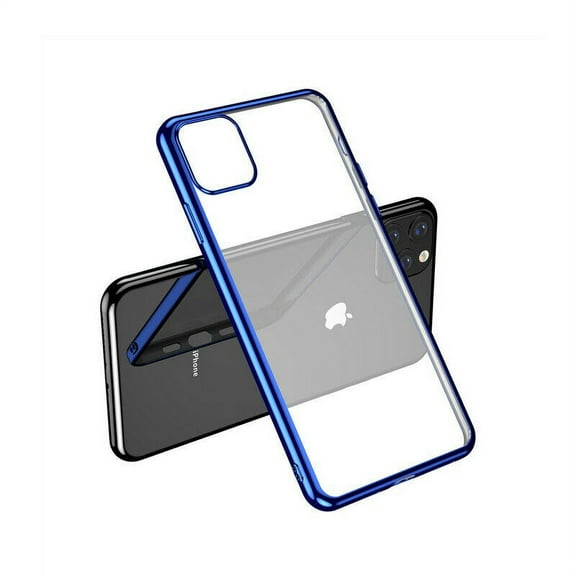 For iPhone 11 Pro Clear Silicone Case With Blue Edge