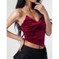 thumbnail image 3 of SOMER Women's Party Tube Top For Women's Summer Velvet Print Up Sleeveless Sexy Top, 3 of 7