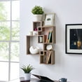 thumbnail image 3 of Danya B Decorative Wall Mount Floating Intersecting Cube Accent Wall Shelf - Weathered Oak, 3 of 6
