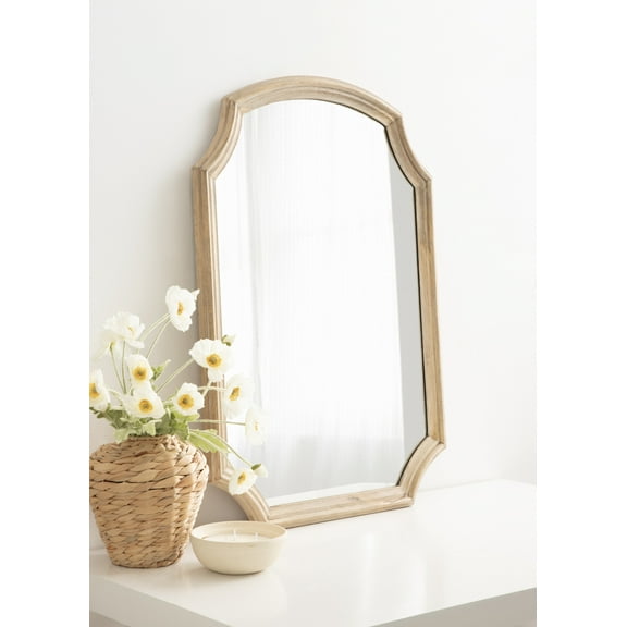 Kate and Laurel Carlow Vintage Wood Scalloped Arch Mirror, 23 x 32, Natural Wood, Traditional Decorative Arched Mirror for Use as Vanity Bathroom Mirror or Scallop Entryway Mirror
