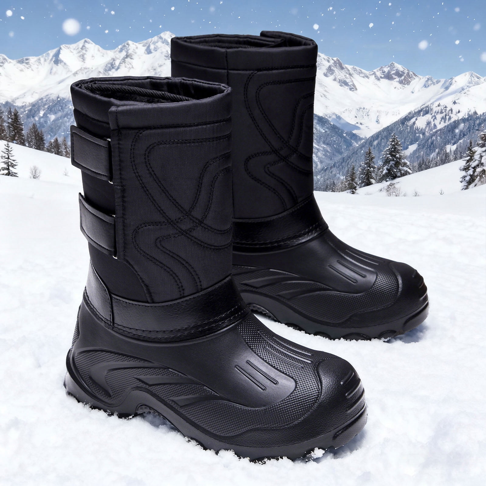 Camo Winter Boots for Men Waterproof Insulated High Top Hook and Loop Snow Booties Anti-Slip Hiking Shoes