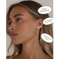 thumbnail image 3 of LUNVKY 3 Pairs 18K White Gold Plated Hoop Earrings for Women with S925 Sterling Silver Post CZ Huggie Hypoallergenic Stud Earring Sets Birthday Christmas Jewelry Gifts Teen Adult Stocking Stuffers, 3 of 6
