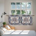 thumbnail image 4 of Boho Navy Blue Red Tier Curtains, Southwestern Geometric Vintage Art Light Filtering Kitchen Curtains, 2Pcs Rod Pocket Half Window Treatments Panels for Sink Cafe Cabinet Camper 27.5x24 Inches, 4 of 9