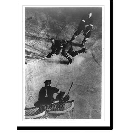 Historic Print [Ice hockey game between Detroit Red Wings and New York Rangers for Stanley Cup showing Rangers Jackie Gordon Harry Lumley and Leo Reise] 18 x 24