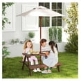 thumbnail image 2 of Kids Picnic Table with Umbrella, Wooden Table & Bench Set for Outdoor Play, Toddler Activity Table for Backyard, Patio, Garden, Ages 3-8, Foldable, 2 of 9