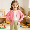 thumbnail image 5 of FAVIPT Kids Girl Cardigan Boys Long Sleeve Button Down Ribbed Knit Sweater Casual Solid Cute Lightweight Coat Hot Pink,6 Months, 5 of 9