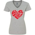 thumbnail image 3 of Inktastic All You Need is Love Red Heart Shape Women's V-Neck T-Shirt, 3 of 5