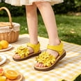 thumbnail image 3 of Girls Sandals Comfort Summer Outdoor Casual Beach Shoes with Flower Anti Rubber Sole(Yellow,9-10 Years), 3 of 3