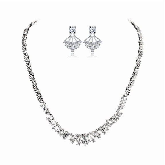 PAENENPH 14K Gold Moissanite Women Jewelry Set, Natural Crystal Necklace & Earrings, Luxury Wedding/Evening Dress Accessory, Fashionable High-End Gift Set