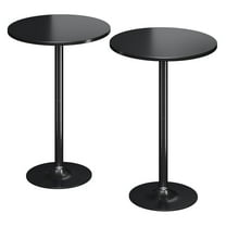 Flamaker Round Bistro Pub Table 2 Pack Modern Style Metal Base MDF Top Cocktail Bar Table Counter Bar Height for Pub, Dining Room, Party (Black)