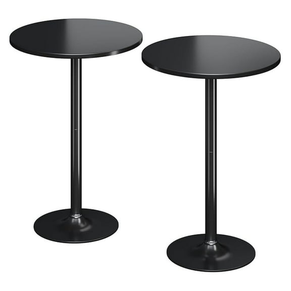 Flamaker Round Bistro Pub Table 2 Pack Modern Style Metal Base MDF Top Cocktail Bar Table Counter Bar Height for Pub, Dining Room, Party (Black)