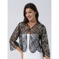 thumbnail image 3 of inlzdz Women's Sequined Wedding Evening Cape Vintage Disco 1920s Shawl Bolero Cardigan Shrug Flapper Cover up Silver One Size, 3 of 9