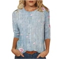 thumbnail image 2 of Hauts d'Été pour Femmes 2023 T-shirt Imprimé de Mode pour Femmes Blouse Mi-Longue à Manches 3/4 Col Rond Hauts Décontractés Bohémien T-shirt Grande Taille pour Femmes, 2 of 4