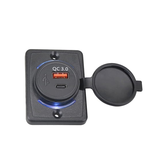 Toma de corriente para coche de PC, accesorios adaptadores de carga USB 3,0 de carga rápida universal antiflaming preperforados modificados 18W Cargadores de dispositivos electrónicos Luz azul