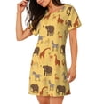 thumbnail image 2 of Yiaed Cute Animals Print Women's Loose-Fit Short Sleeve Nightgown, Soft and Comfortable Sleep Dress for Relaxation and Sleepwear, 2 of 6