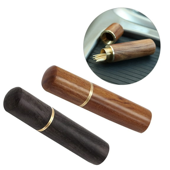 2 Pcs Vintage Portable Wooden Toothpick Holder,Pocket Tooth Pick Dispenser Sewing Needles case For Home Car Supply
