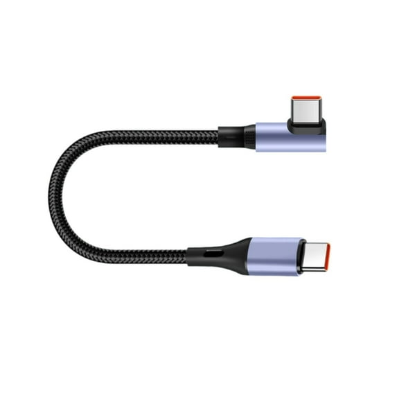 Short Male USB C Charging Cable 90 Degree Angled Tip 6Amp Quick Charging Cord Support Data Transfer for Laptops Phones