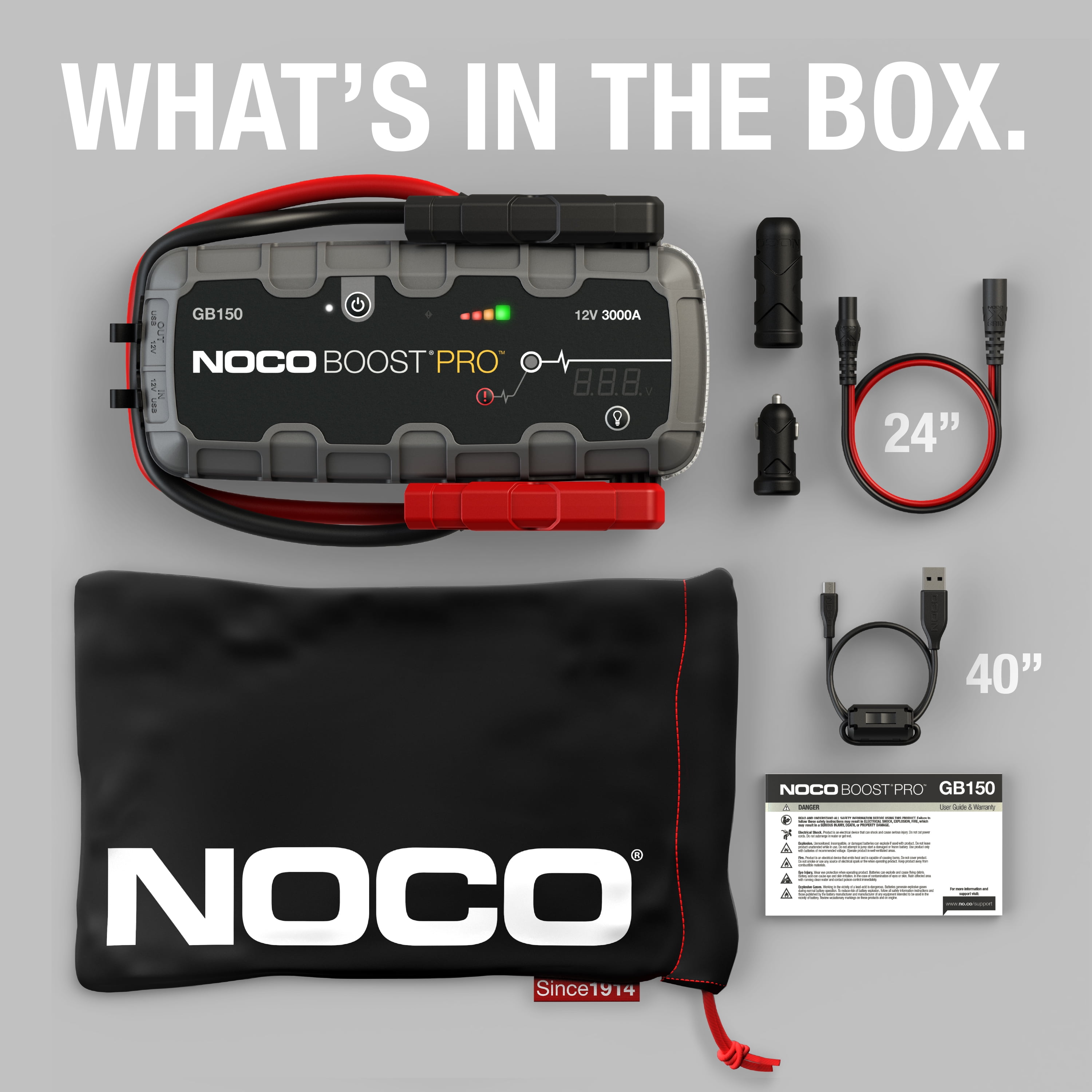 Kjøp Noco Genius GB150 Boost HD - Jump start til 12V + XGC4 (220V lader)