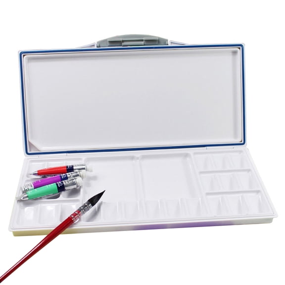 Folding Paint Tray Watercolor Palette with Two Additional Spacious Mixing Areas for Watercolor Gouache and Oil Painting