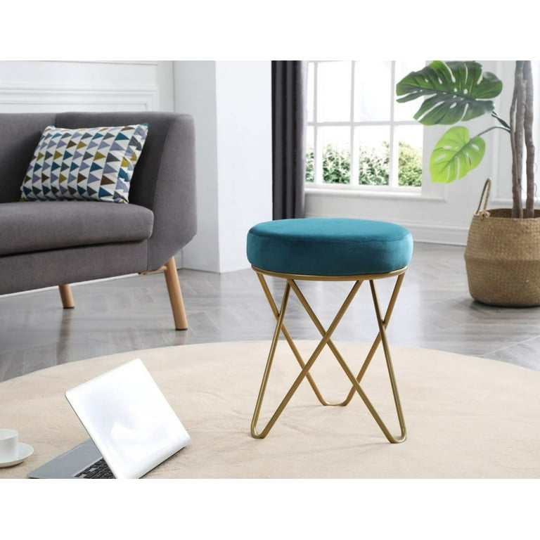 Hodedah Blue Velvet Vanity Stool Walmart