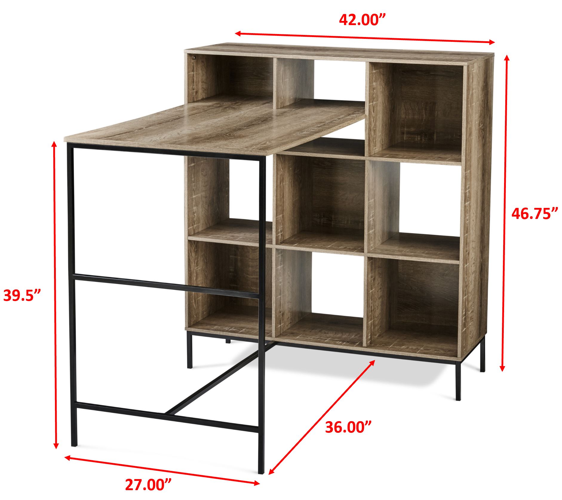 Mainstays 9-Cube Standing Storage Desk, Rustic Brown - image 3 of 5