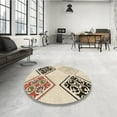 thumbnail image 3 of Ahgly Company Indoor Round Patterned Wheat Beige Area Rugs, 5' Round, 3 of 6
