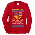 thumbnail image 2 of Wild Bobby Hanukkah Imagine If Your Phone Battery was Low but Lasted 8 Days Men Long Sleeve Shirt, Red, Small, 2 of 6
