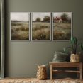 thumbnail image 5 of IDEA4WALL Framed Canvas Print Wall Art Set of 3 Tranquil Meadow Cottage in Misty Fields Serene Wall Decor French Country Prints Minimal Modern Art Nordic Zen Artwork - White 16"x24"x3, 5 of 5