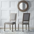 thumbnail image 2 of Industrial Country Cottage Farm Beach House Dining Kitchen Room Side Chair, Set of Two, Fabric Wood, Light Grey Gray, 2 of 6