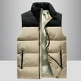 thumbnail image 2 of KIJBLAE 50% off Mens Puffer Vest Winter Down Coats Vest Stand Collared Zipper Sleeveless Jacket Vest with Pockets Khaki XXXXXL, 2 of 9