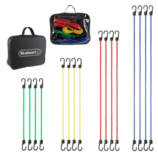16 Piece Bungee Cord Set Assortment of 4 Sizes 18”, 24” 32” 40” with