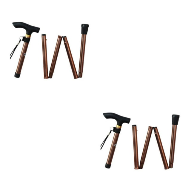 Transemion Béquilles de Randonnée randonnée 4 Sections Bâtons de Marche Pliants Accessoires de Randonnée Portables Escalade Course Cannes de Sentier Couleur Café 2 Pcs
