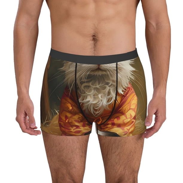Fotbe Haystack Meditating Cat Calzoncillos Tipo Boxer con Bolsa de Soporte Total para Hombre, X-Temp Fresco, Transpirable y de Secado Rápido-X-Large