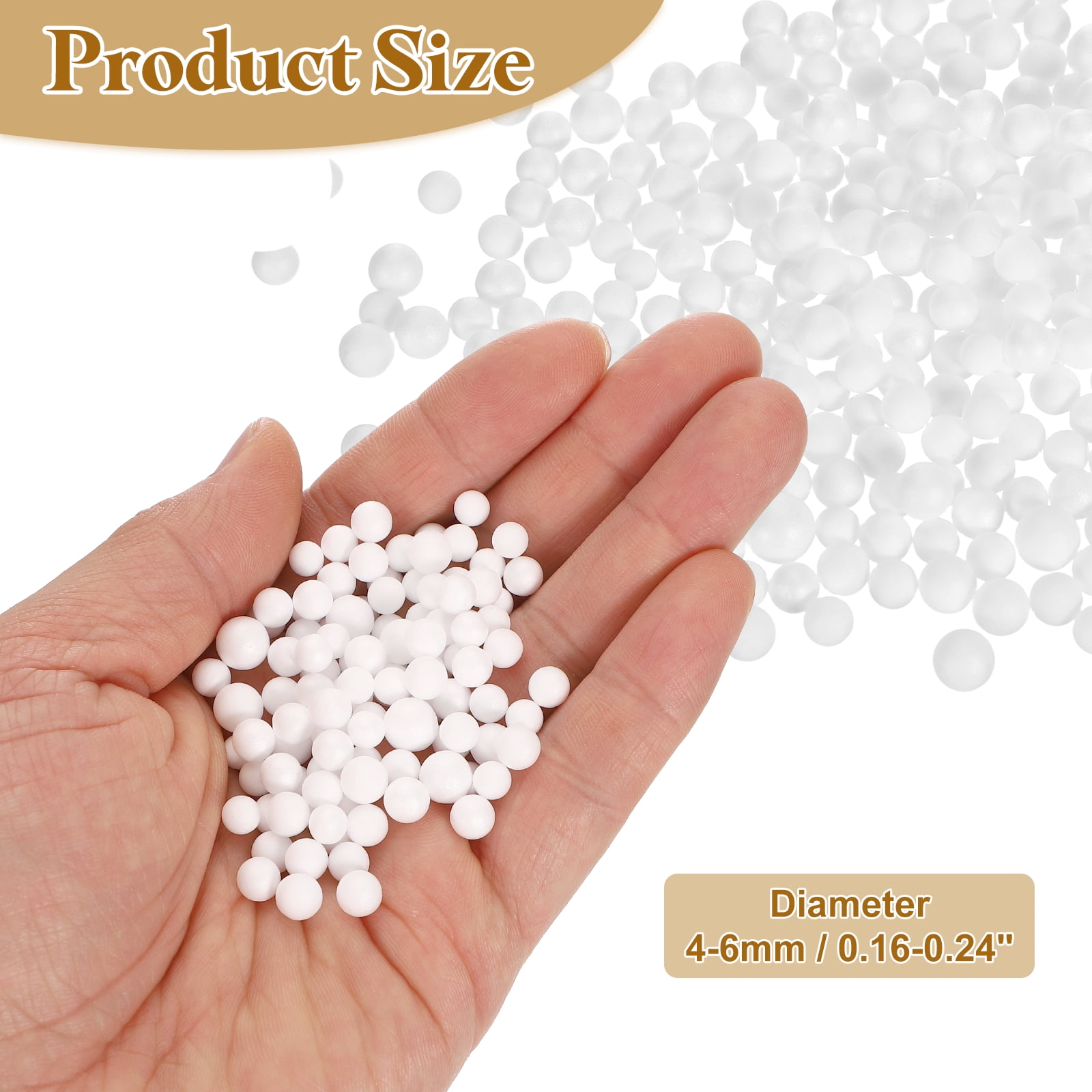 10Pack 0.16"-0.24" Foam Ball, Mini Round Foam Beads Balls for DIY Crafts, Party Decorations, Fillings of Vase Pillow, White