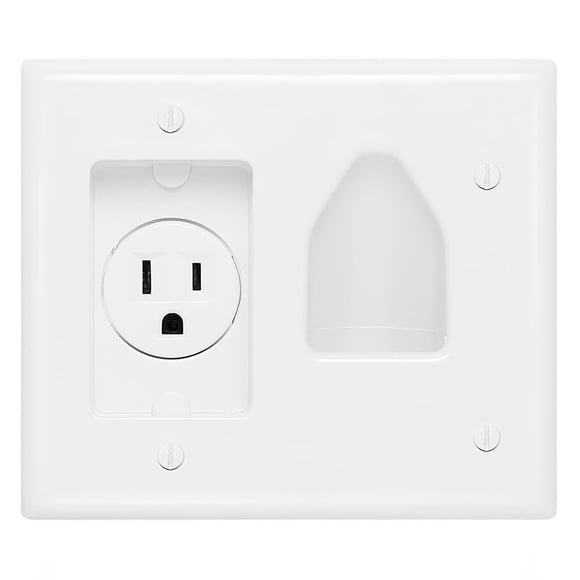 Placa de Pared Empotrada de Bajo Voltaje con Toma de Corriente Blanca Cmple