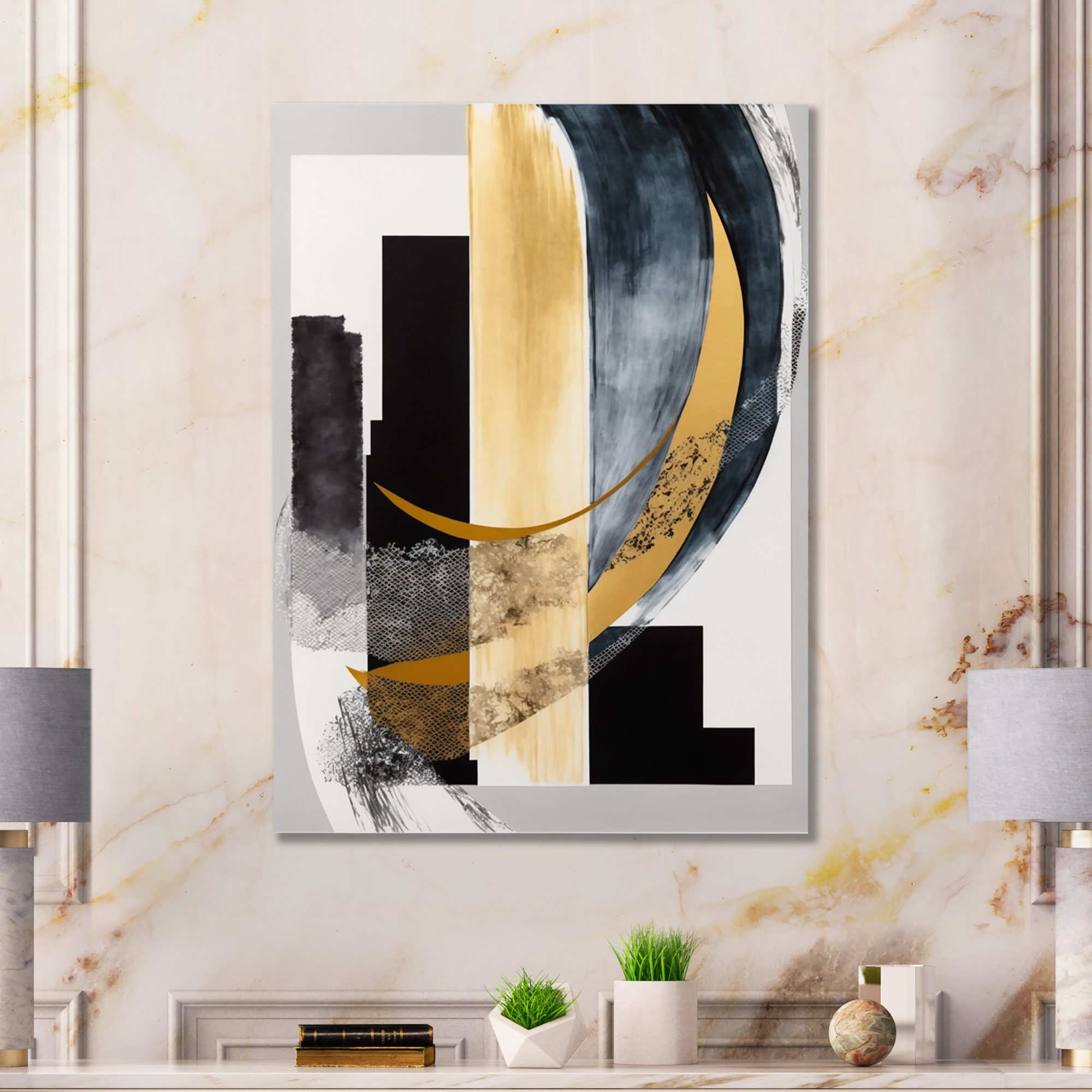Designart Glam Art Deco Abstract I Canvas Wall Art